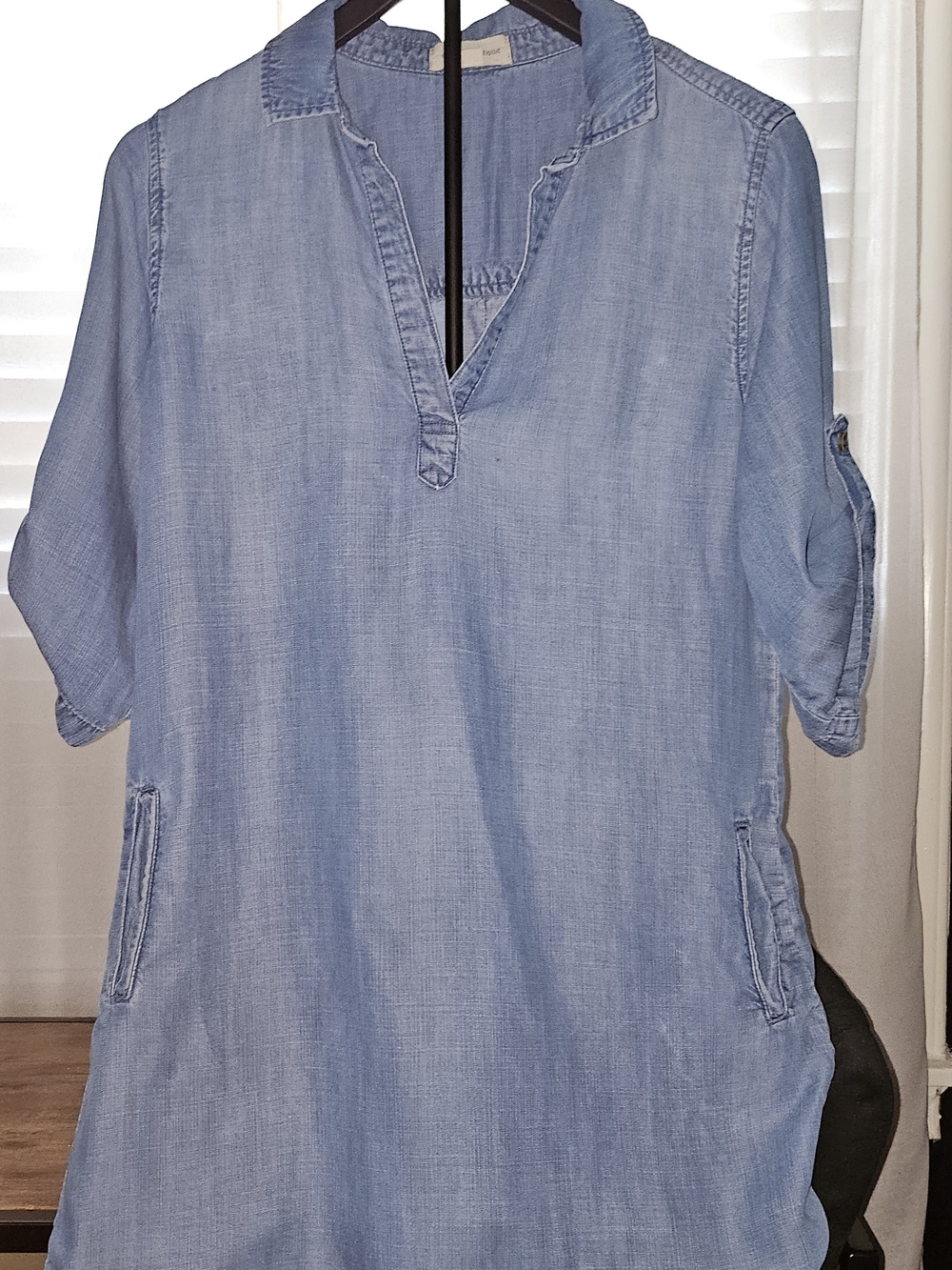 cloth & stone Light Blue Chambray Split-Neck Tunic